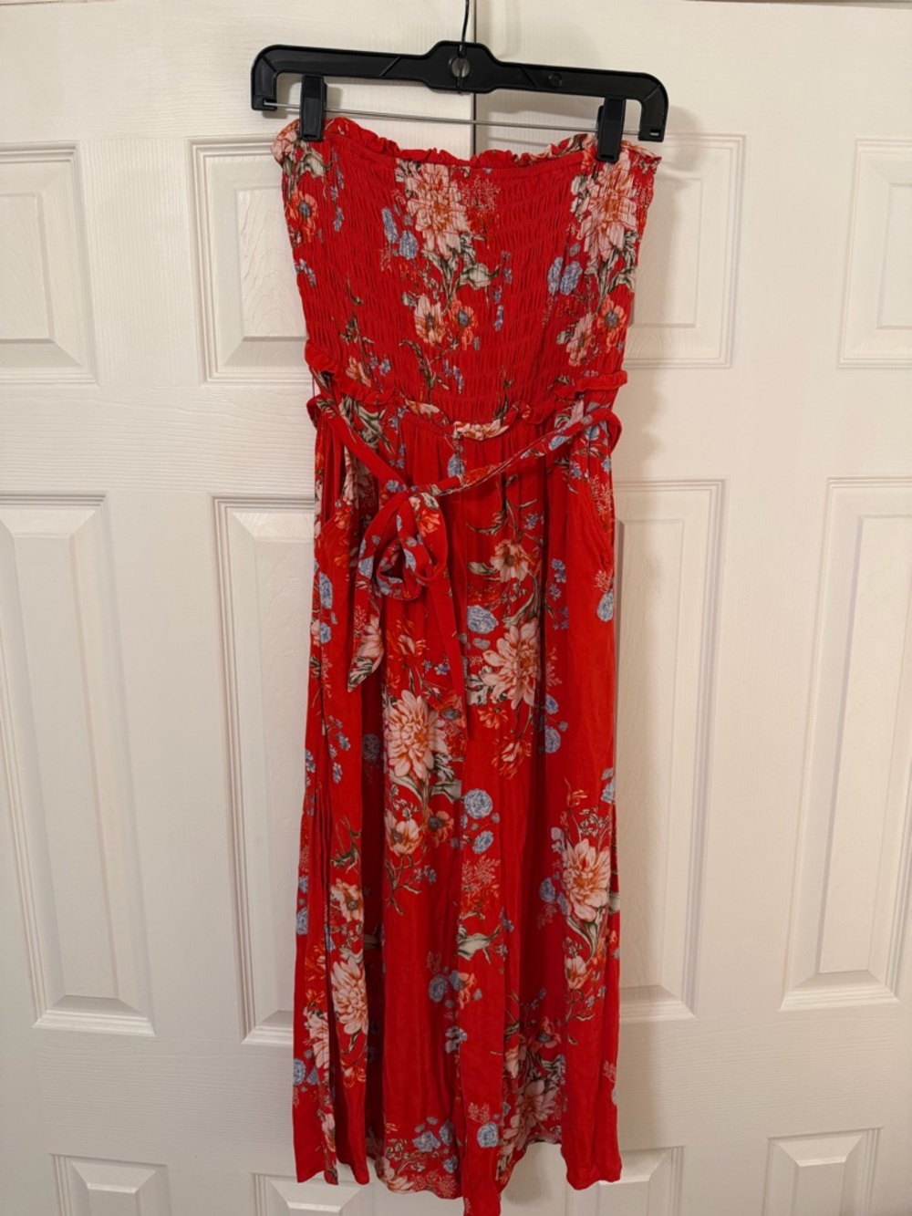 Floral Strapless jumpsuit with Tie Waist